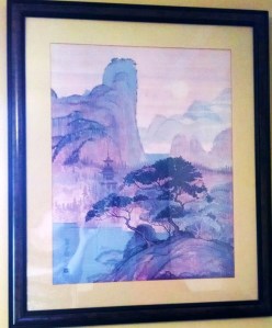 Peaceful scene print by Hero Nim, American artist with pseudonym.