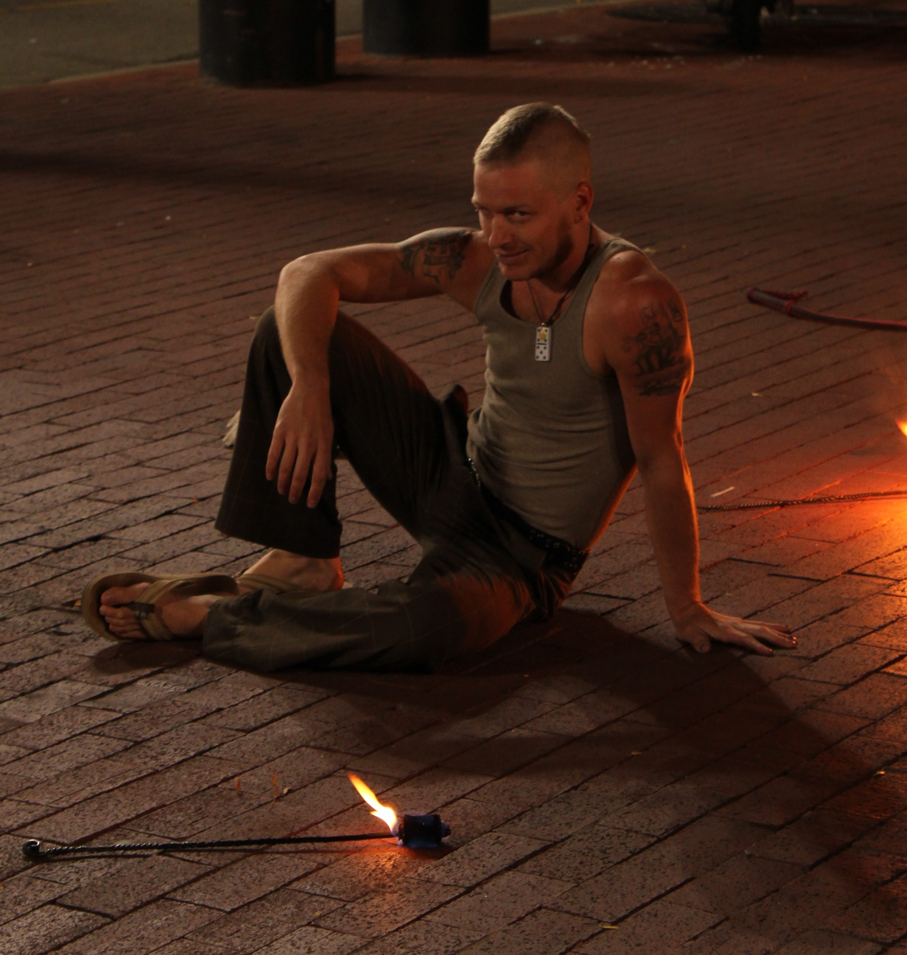 A Street Performer rests and poses.